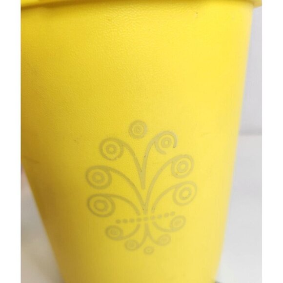 Vintage Tupperware Yellow Canister No Lid Floral Design Made In USA 6" tall 4.5" - Picture 7 of 10